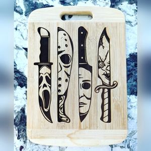 Halloween knives laser engraved cutting board